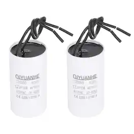 Unique Bargains - 2pcs CBB60 Capacitor, 12uF 450V Run Round Start Capacitor for Water Pump AC Motor, HVAC Compressor Gen. Air Condenser - White
