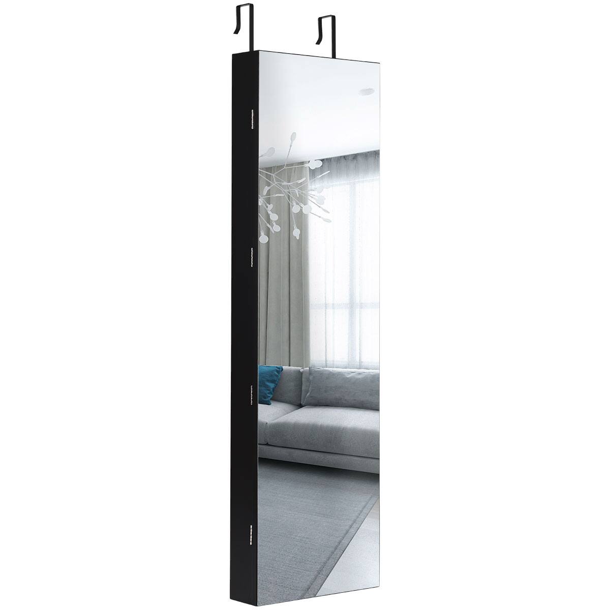 Alt View 11. Costway - Mirrored Jewelry Cabinet Jewelry Organizer w/2 LED Lights Black - Black.