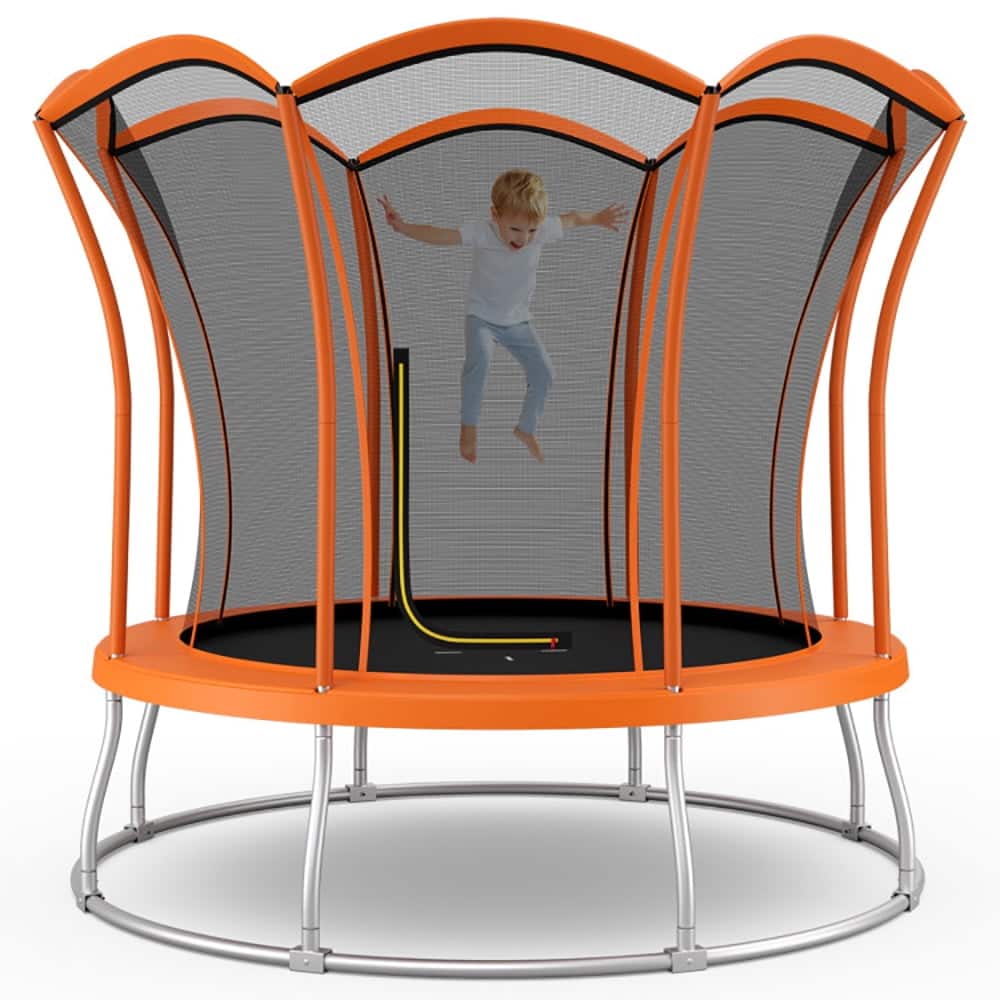 Kadyn - Kids Trampoline, Outdoor Jumper,10 Feet Unique Flower Shape Trampoline with Galvanized Steel Frame-Orange