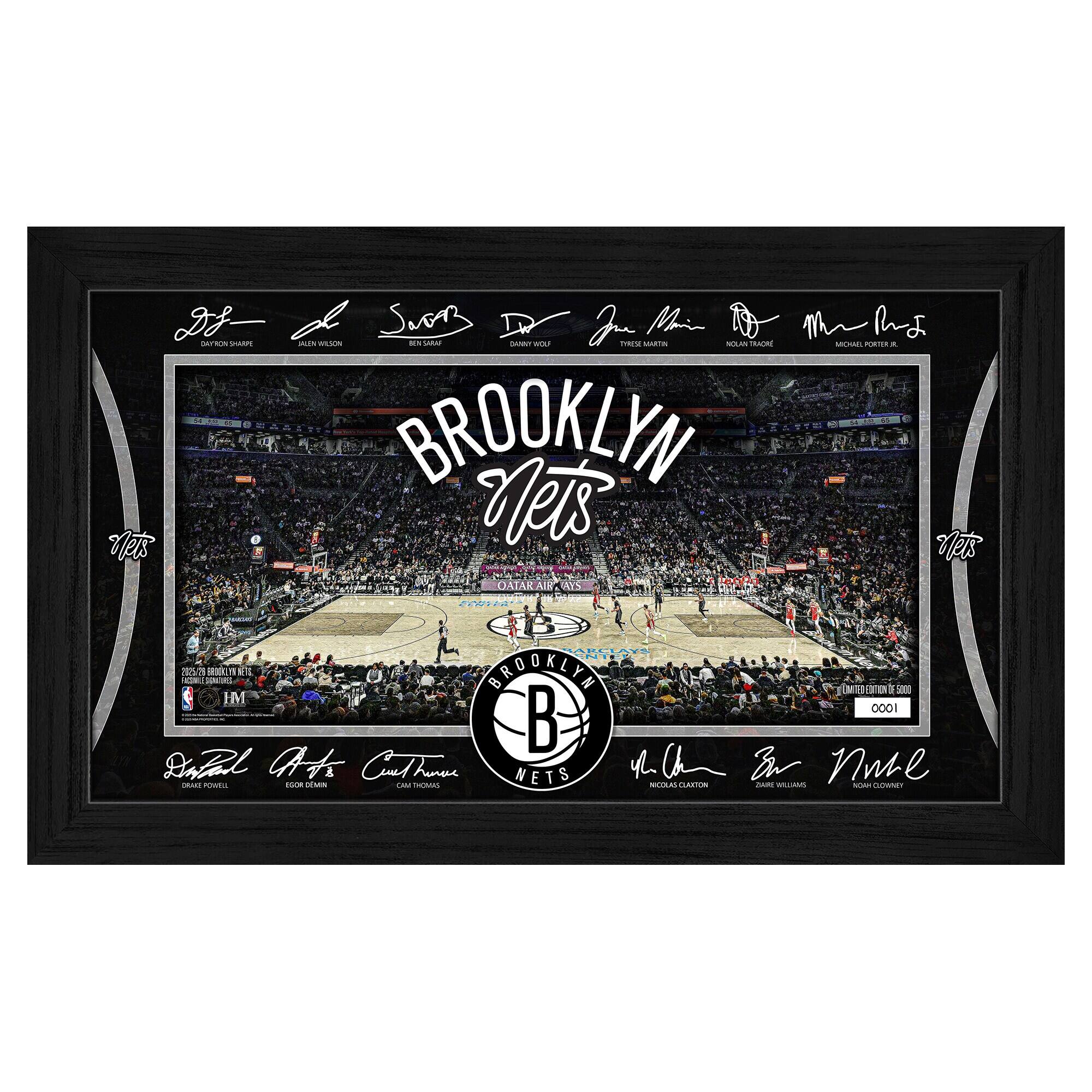 Brooklyn Nets 2025 Facsimile Signature Court Framed Picture