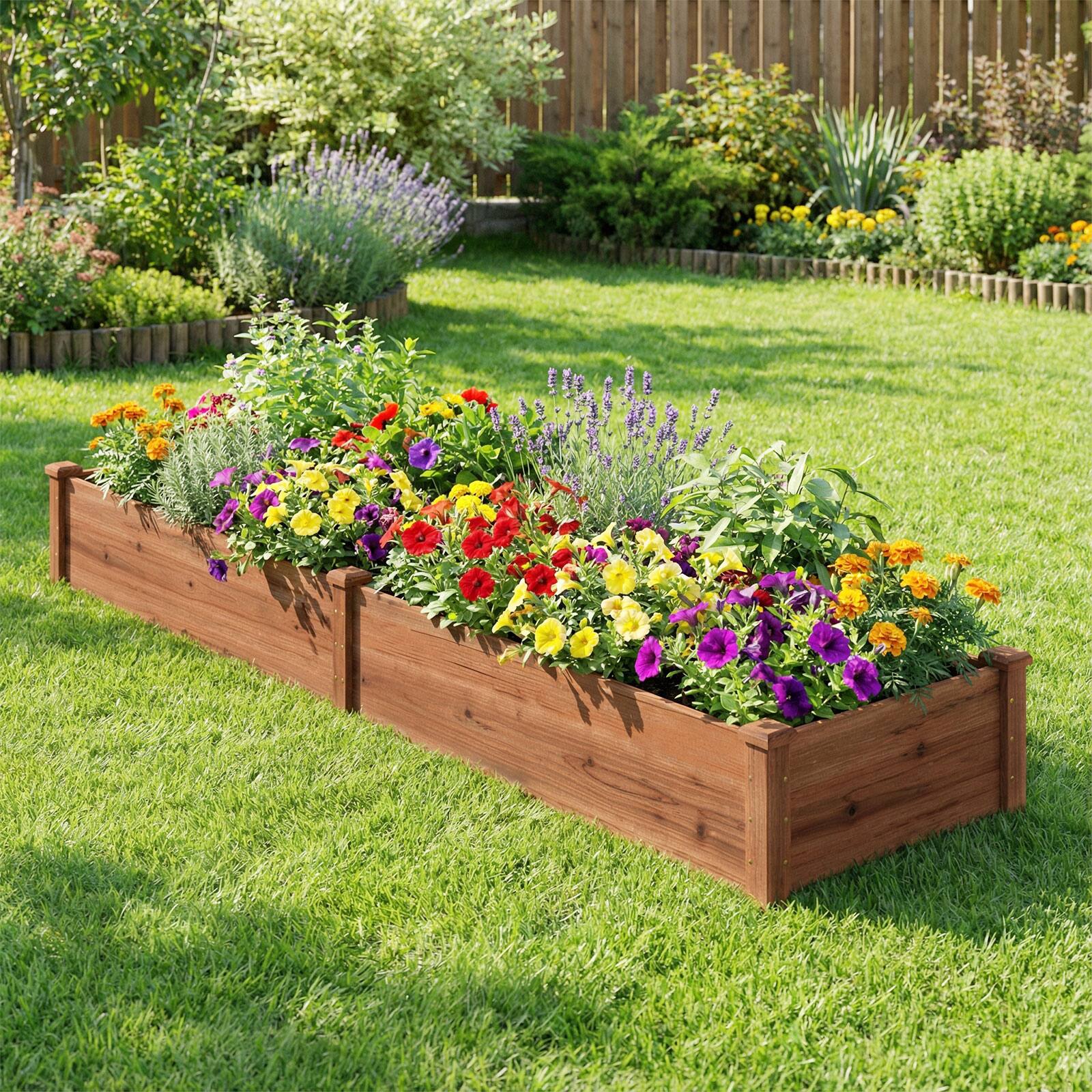 Alt View 1. Costway - Costway 1 PCS Wooden Raised Garden Bed Outdoor Wood Planter Box for Vegetables Flowers Fruit - Brown.