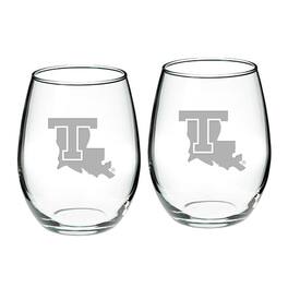 Jardine - Louisiana Tech Bulldogs 21oz. 2-Piece Stemless Wine Glass Set - Multicolor