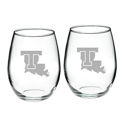 Front. Jardine - Louisiana Tech Bulldogs 21oz. 2-Piece Stemless Wine Glass Set - Multicolor.