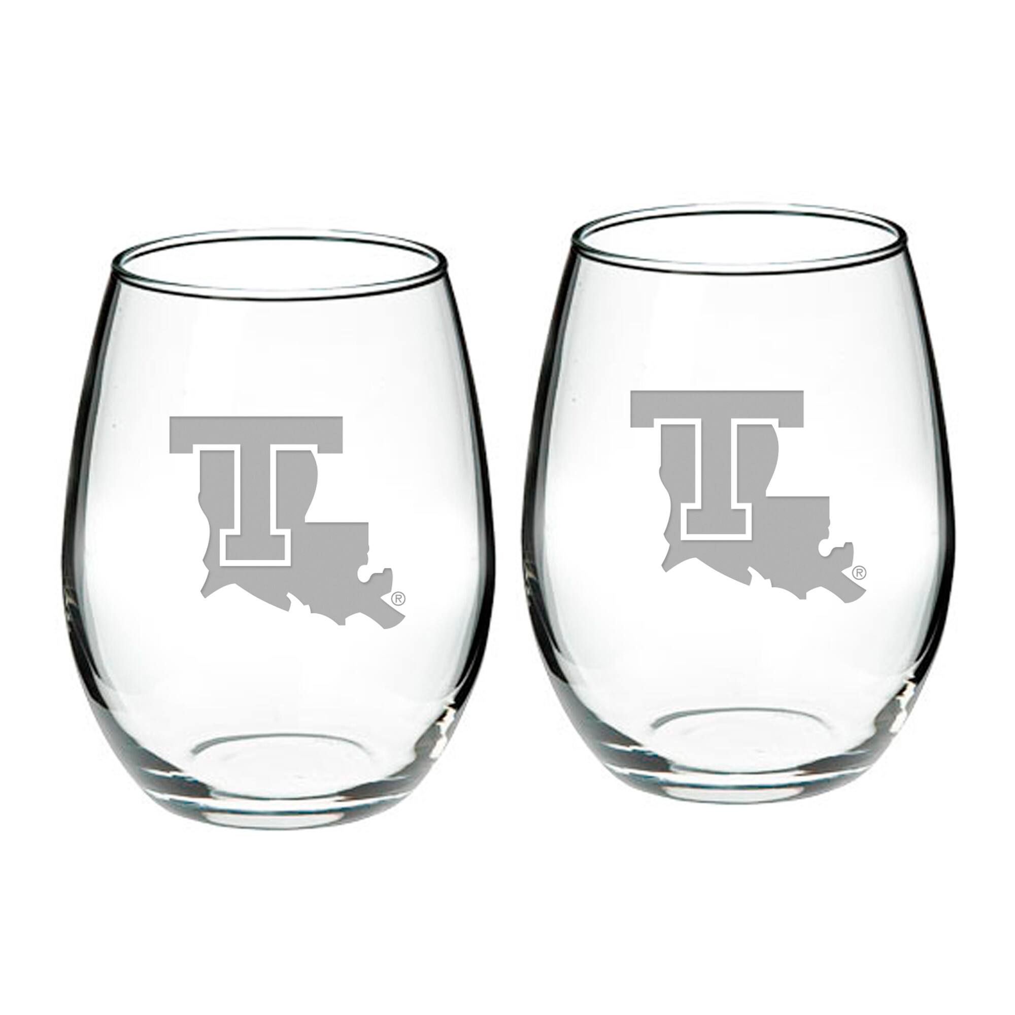 Front. Jardine - Louisiana Tech Bulldogs 21oz. 2-Piece Stemless Wine Glass Set - Multicolor.
