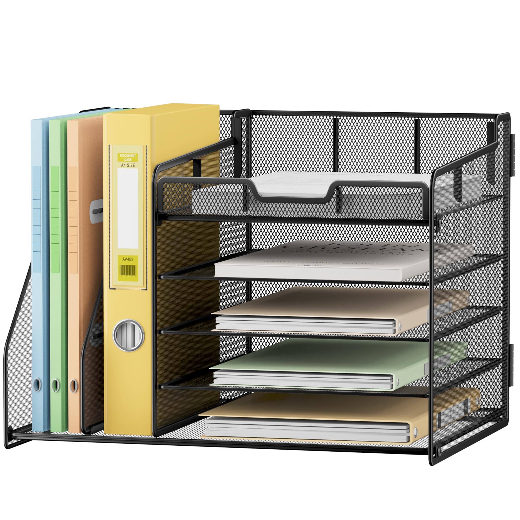 Dapper Styles Desk Organizer 5 tier Metal Mesh Paper Letter Tray With 2 ...