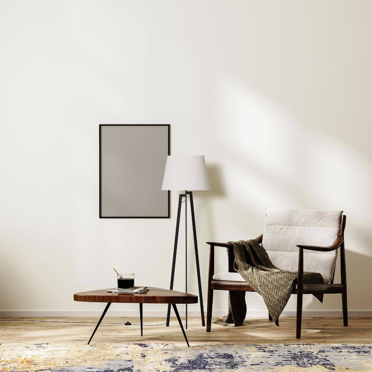 Alt View 1. Infibrite - Architectural Tripod 64 Inch Floor Lamp with Textured Shade, E26 Bulb Compatible - White.