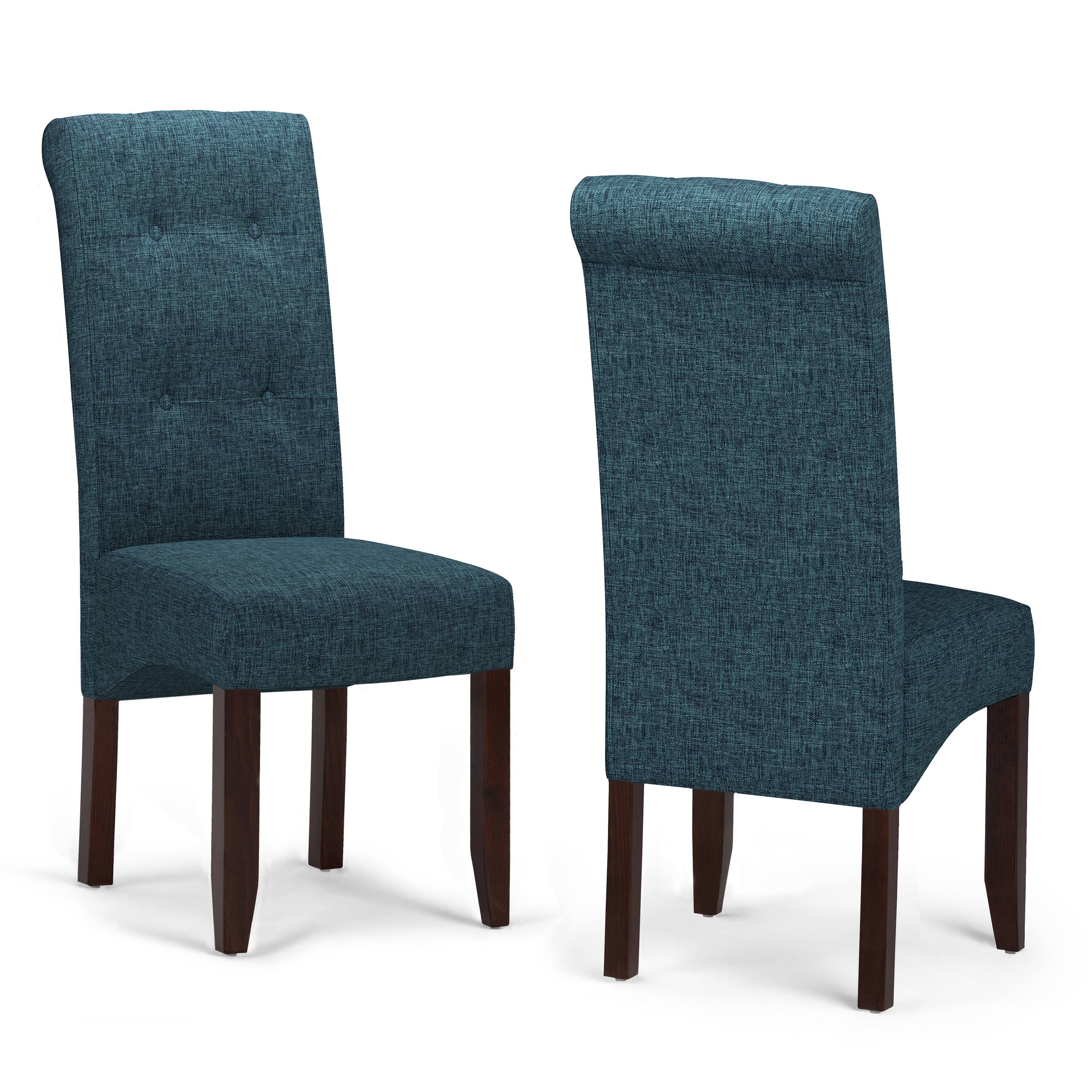 Angle. Simpli Home - Cosmopolitan Deluxe Tufted Parson Chair (Set of 2) - Denim Blue.