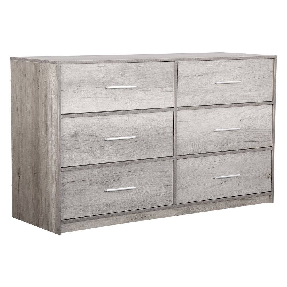 Front. Techni Home - 6-Drawer Dresser with Large Fabric Drawers, Grey - Gray.