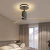 Front. Sofucor - 52'' Flush Mount Ceiling Fan with Up Light and Remote Control Indoor Outdoor Reversible Dimmable LED Ceiling Fan - Black.