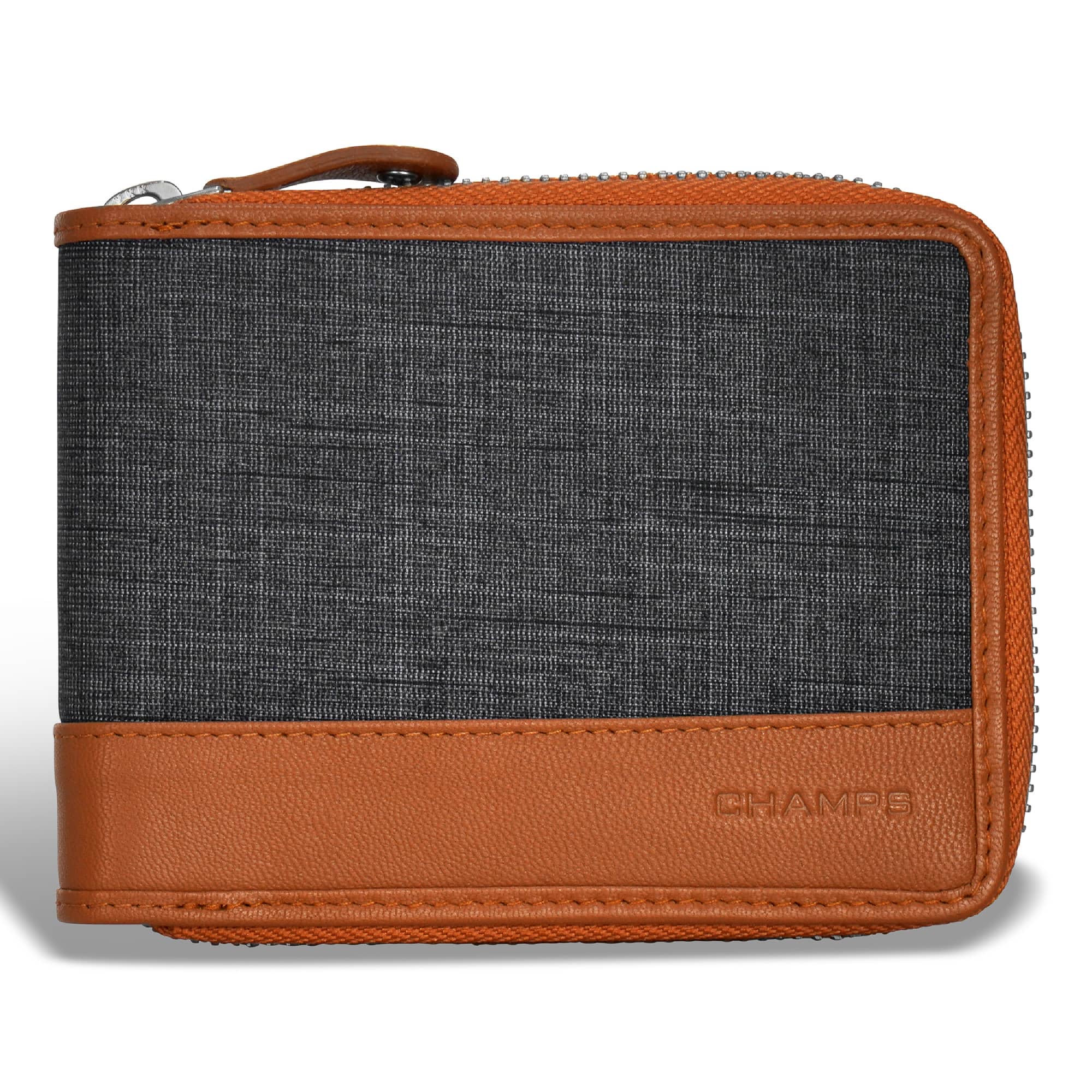 Champs - Denim Collection Leather Zip Around Wallet - TanBlack