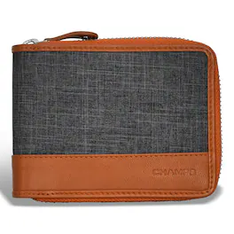 Champs - Denim Collection Leather Zip Around Wallet - TanBlack