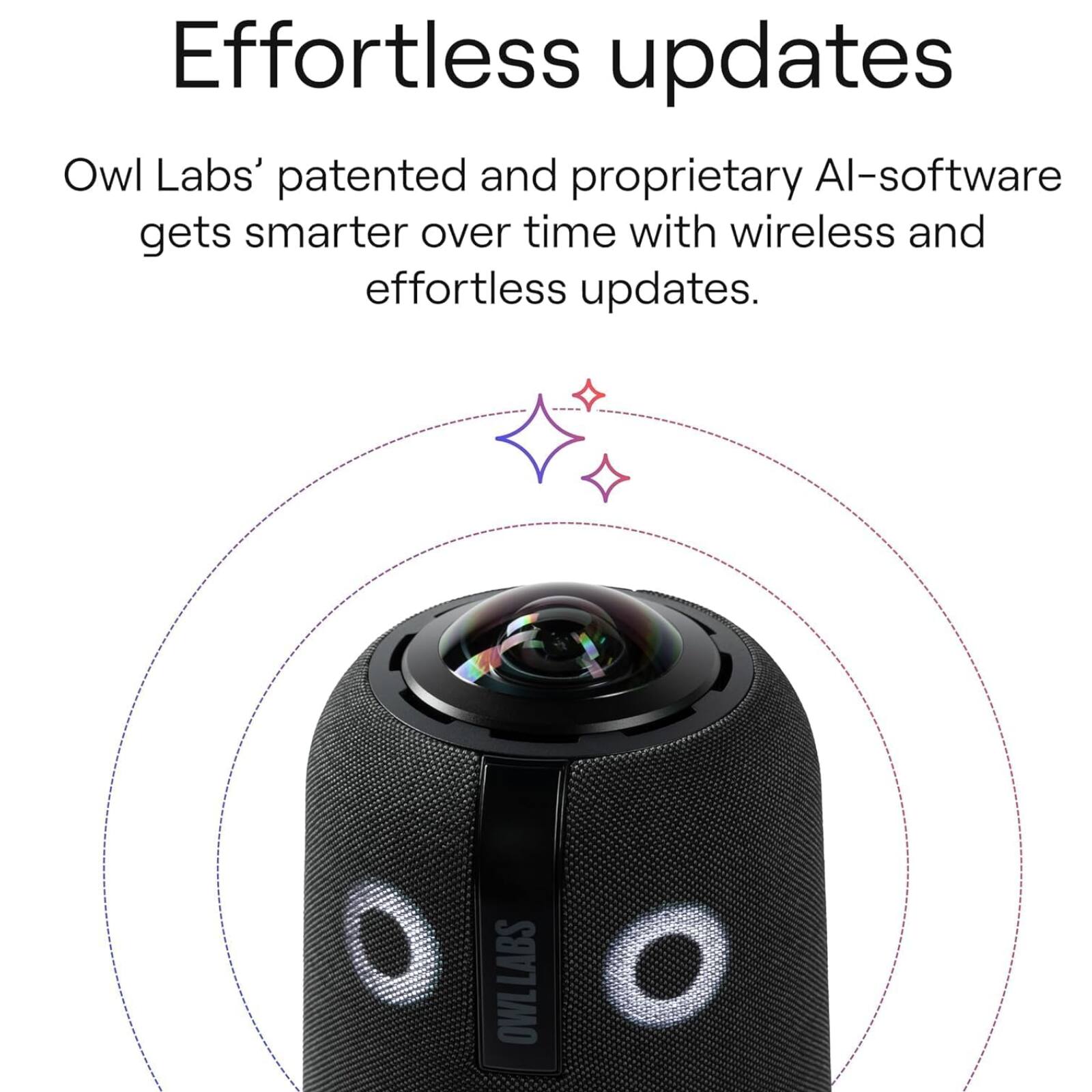 Effortless updates

Owl Labs' patented and proprietary AI-software gets smarter over time with wireless and effortless updates.