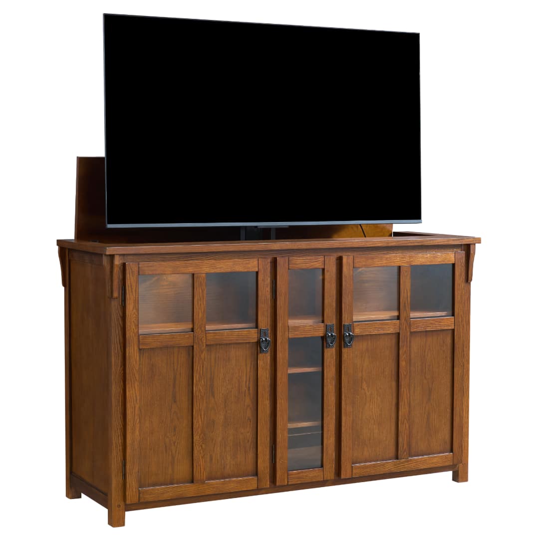 Touchstone Home Products - The Bungalow by Touchstone - Smart Motorized TV Lift Cabinet for Flat Screen TVs up to 65 Inches - Mission Chestnut