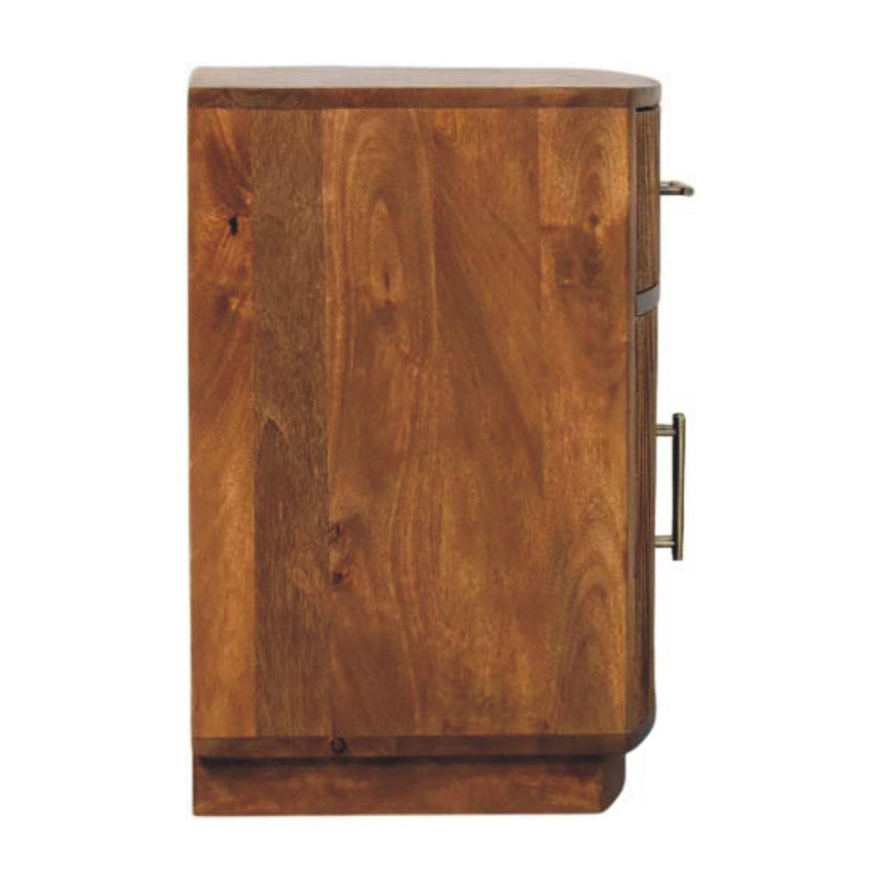 Alt View 5. Artisan Furniture - Artisan Furniture Solid WoodSolid Wood Curved Ribbed Bedside with Drawer - Brown.