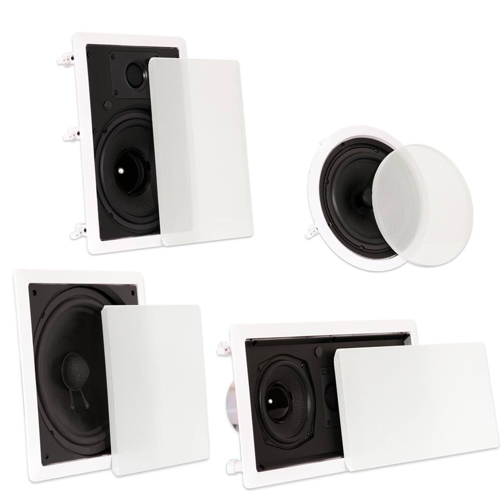 Alt View 1. Theater Solutions by Goldwood - TST87 in Wall and in Ceiling 8" Speakers Home Theater 7.2 Speaker System - Paintable White.
