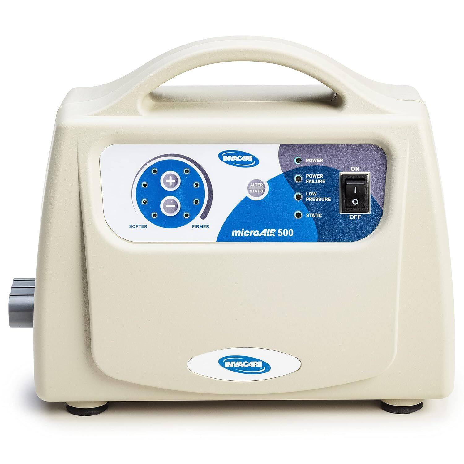 - INVACARE
- ALTER STATIC
- POWER FAILURE
- LOW PRESSURE
- ON/OFF
- STATIC OFF
- SOFTER
- FIRMER
- microAIR 500
- INVACARE