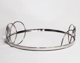 Jiallo - Stainless Steel Round vanity tray with mirror 11" - Silver