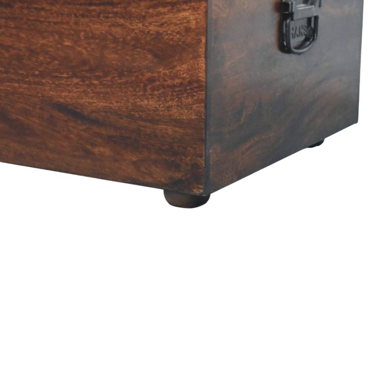 Alt View 5. Artisan Furniture - Artisan Furniture Solid Wood Walnut Storage Trunk Bench with Tan Leather, Orange and Dark Brown - Orange And Brown.