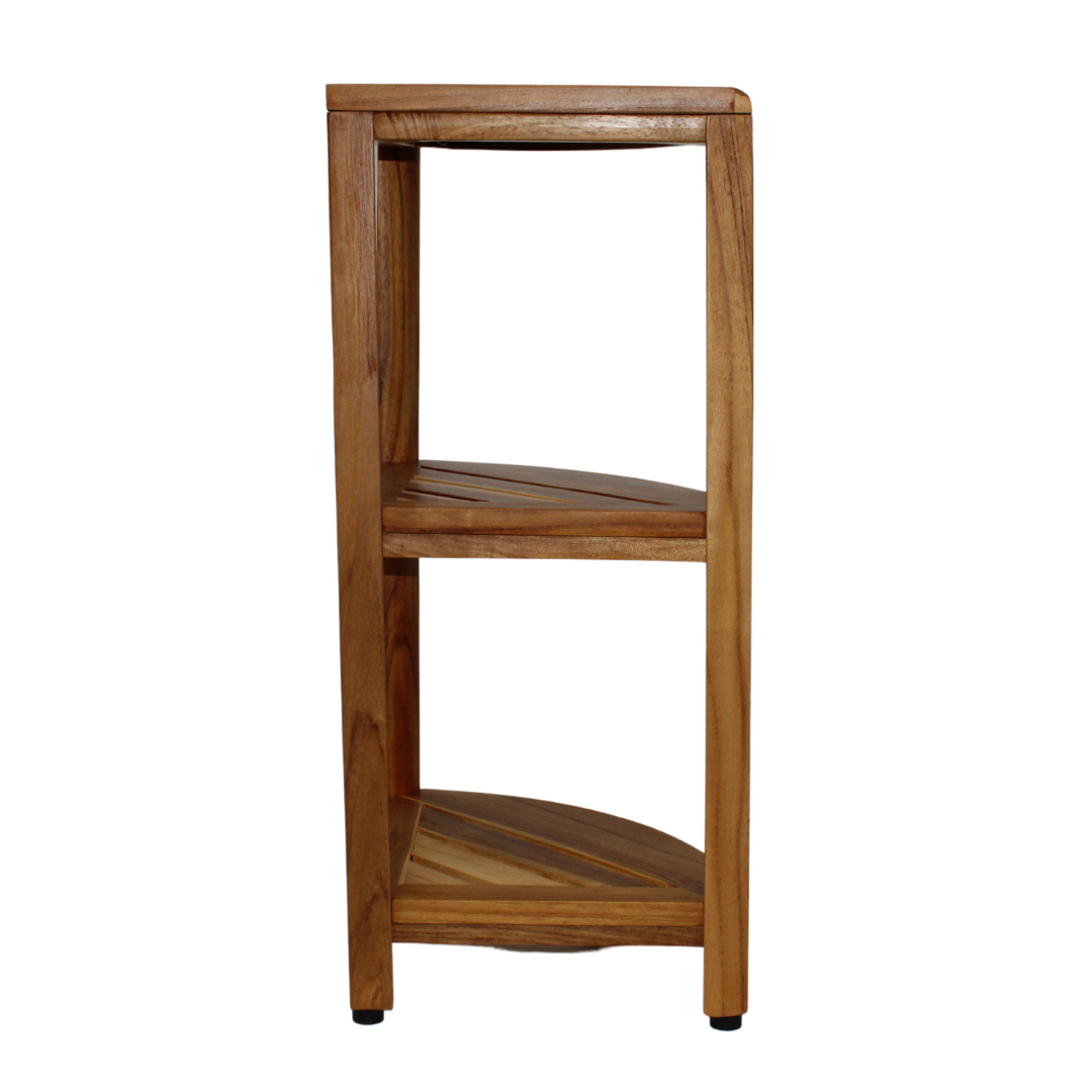 Back. EcoDecors - EcoDecors® SnazzyCorner® 27.5"H Teak Wood 3-Tier Corner Shelf – EarthyTeak Finish - EarthyTeak.