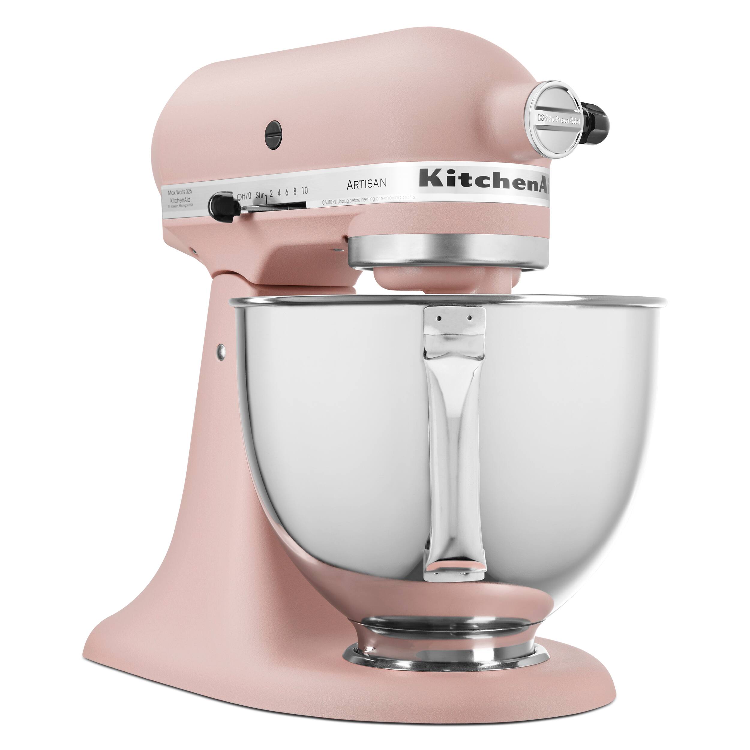 Angle. KitchenAid - KitchenAid Artisan Series 5 Quart Tilt-Head Stand Mixer - KSM150PSFT - Feather Pink.