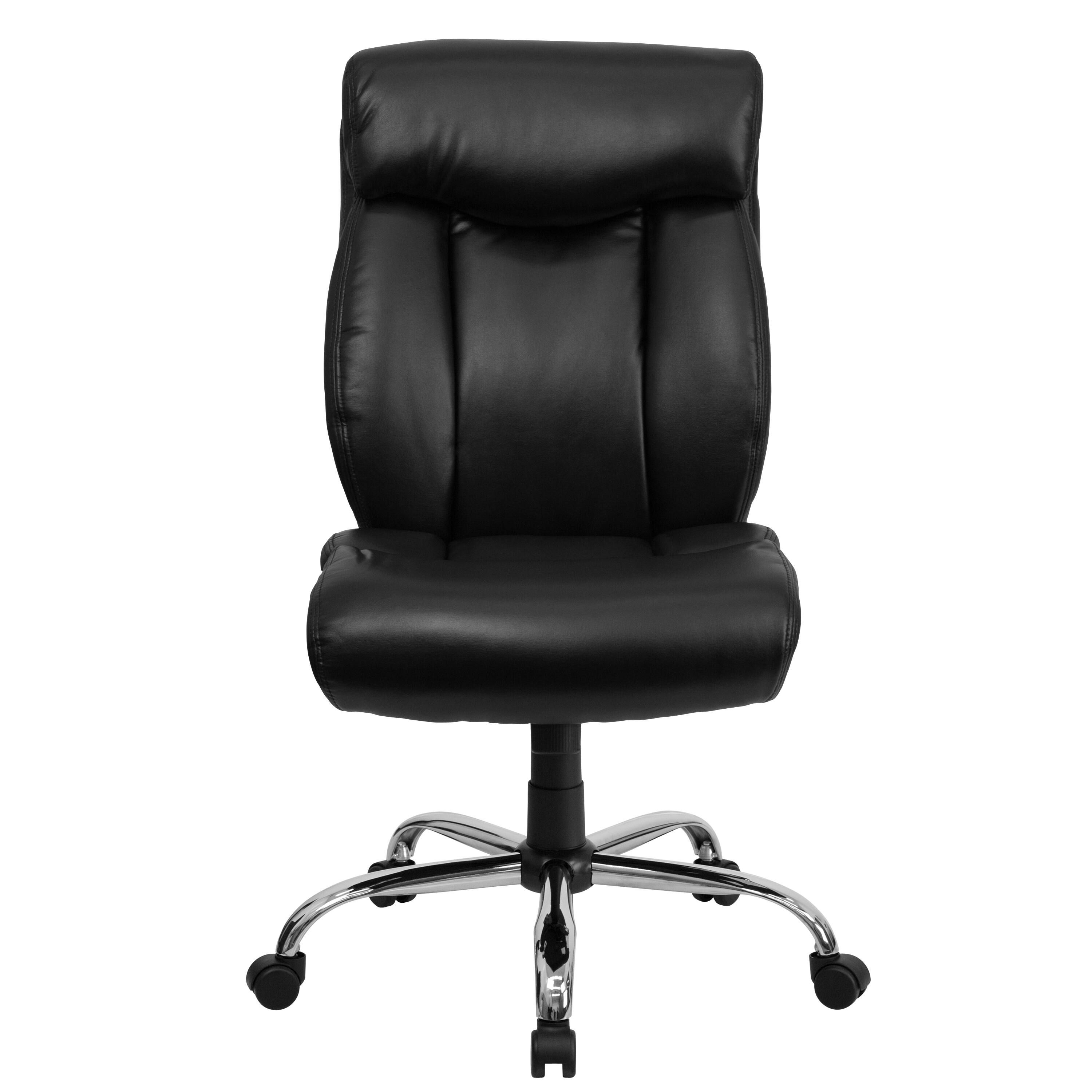 Alt View 7. Emma + Oliver - 400 lb. Big & Tall High Back Full Headrest Ergonomic Office Chair w/ Chrome Base - Black LeatherSoft.
