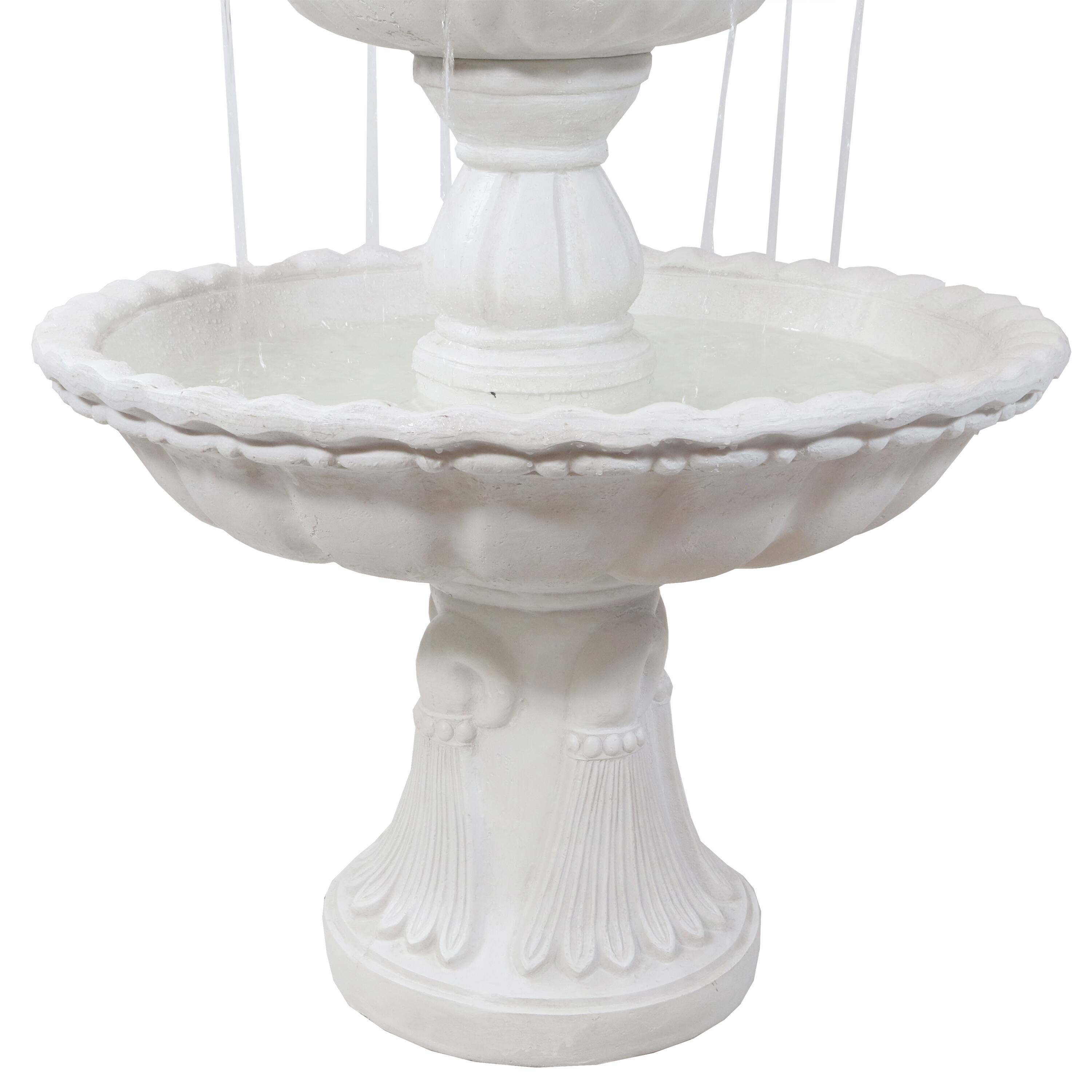 Alt View 9. Sunnydaze - Welcome Fiberglass Outdoor 3-Tier Water Fountain - White.