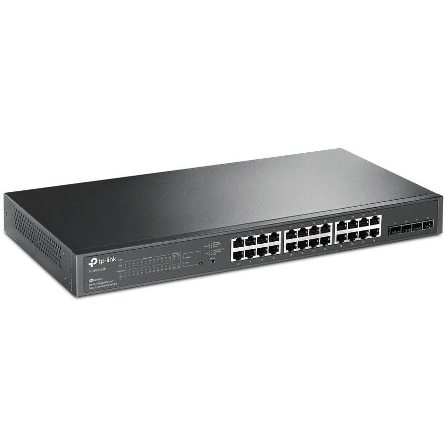 TP-Link  
TL-SG2429P  
24-Port Gigabit Switch  
10/100/1000Mbps  
24 x 10/100/1000Mbps RJ45 Ports  
1 x 10/100/1000Mbps Combo Port (RJ45/SFP)  
1 x Console Port (RJ45)  
1 x Power Port (DC 5V)  
Dimensions: 440 x 140 x 44 mm  
Weight: 1.2 kg  
Operating Temperature: 0°C to 40°C  
Storage Temperature: -20°C to 60°C  
Humidity: 10% to 90% non-condensing  
Power Consumption: 15W  
Power Adapter: DC 5V, 3A