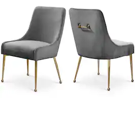 Meridian Furniture - Owen Grey Velvet Dining Chair, Set of 2 - Gray