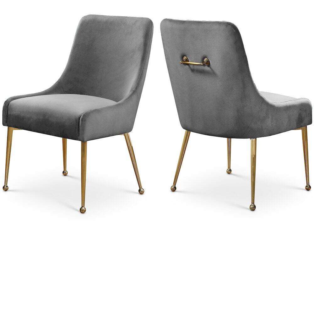 Front. Meridian Furniture - Owen Grey Velvet Dining Chair, Set of 2 - Grey.
