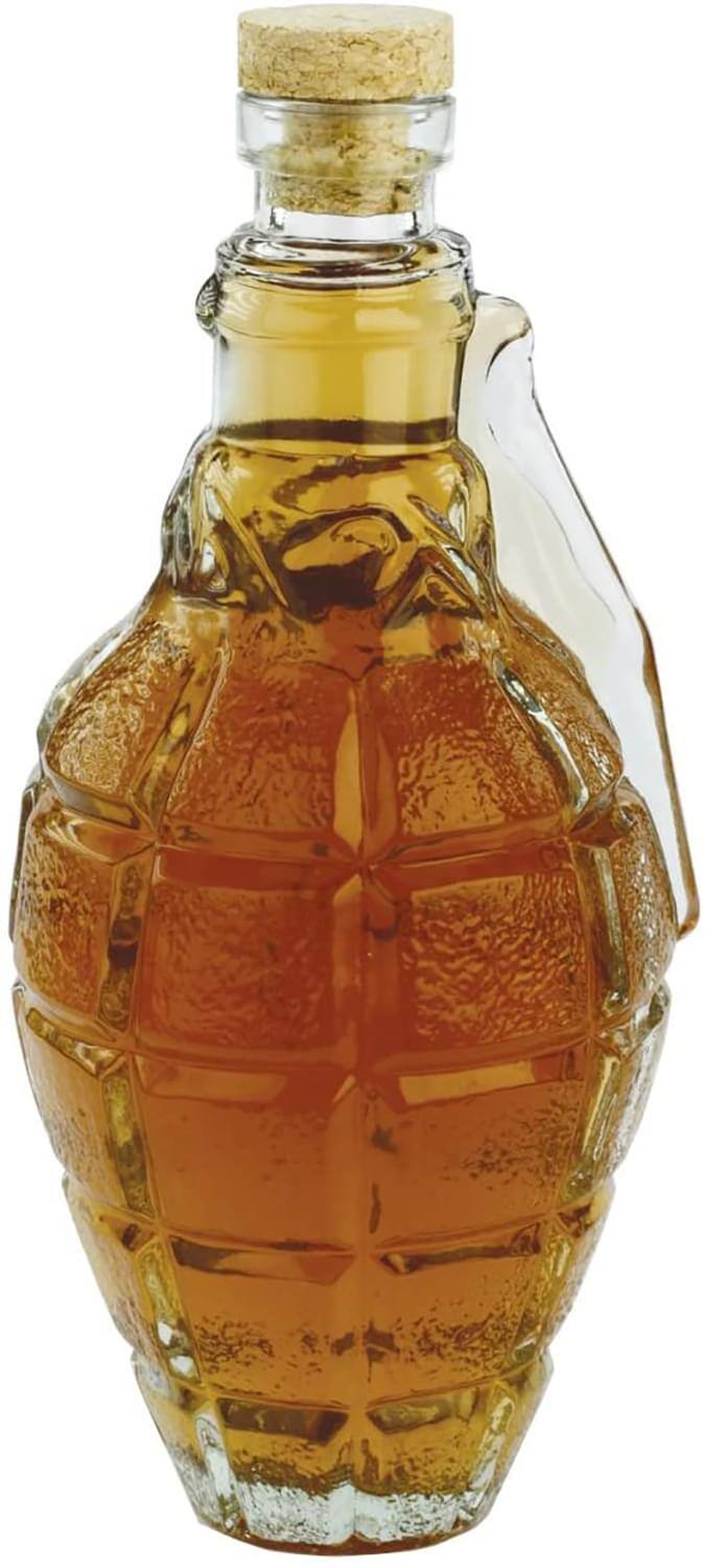 Front. UT Brands - Hand Grenade 16oz Clear Glass Drink Decanter - Clear.