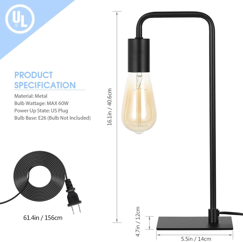 PRODUCT SPECIFICATION

Material: Metal  
Bulb Wattage: MAX 60W  
Power Up State: US Plug  
Bulb Base: E26 (Bulb Not Included)  

Dimensions:  
- Height: 16.1in / 40.6cm  
- Width: 16.1in / 61.4in / 156cm  
- Depth: 5.5in / 14cm  
- Base: 5.5in / 14cm  
- Cord Length: 61.4in / 156cm  
- Cord Plug: 4.7in / 12cm