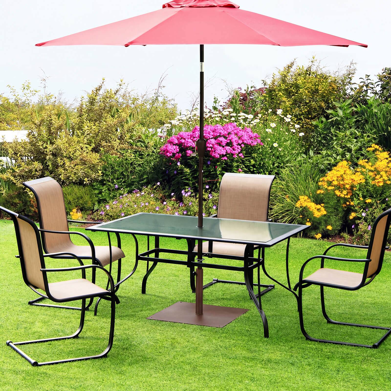 Alt View 1. Costway - Costway 25" Square Patio Umbrella Base Weighted 42 LBS Outdoor Market Stand Footpads - Brown.