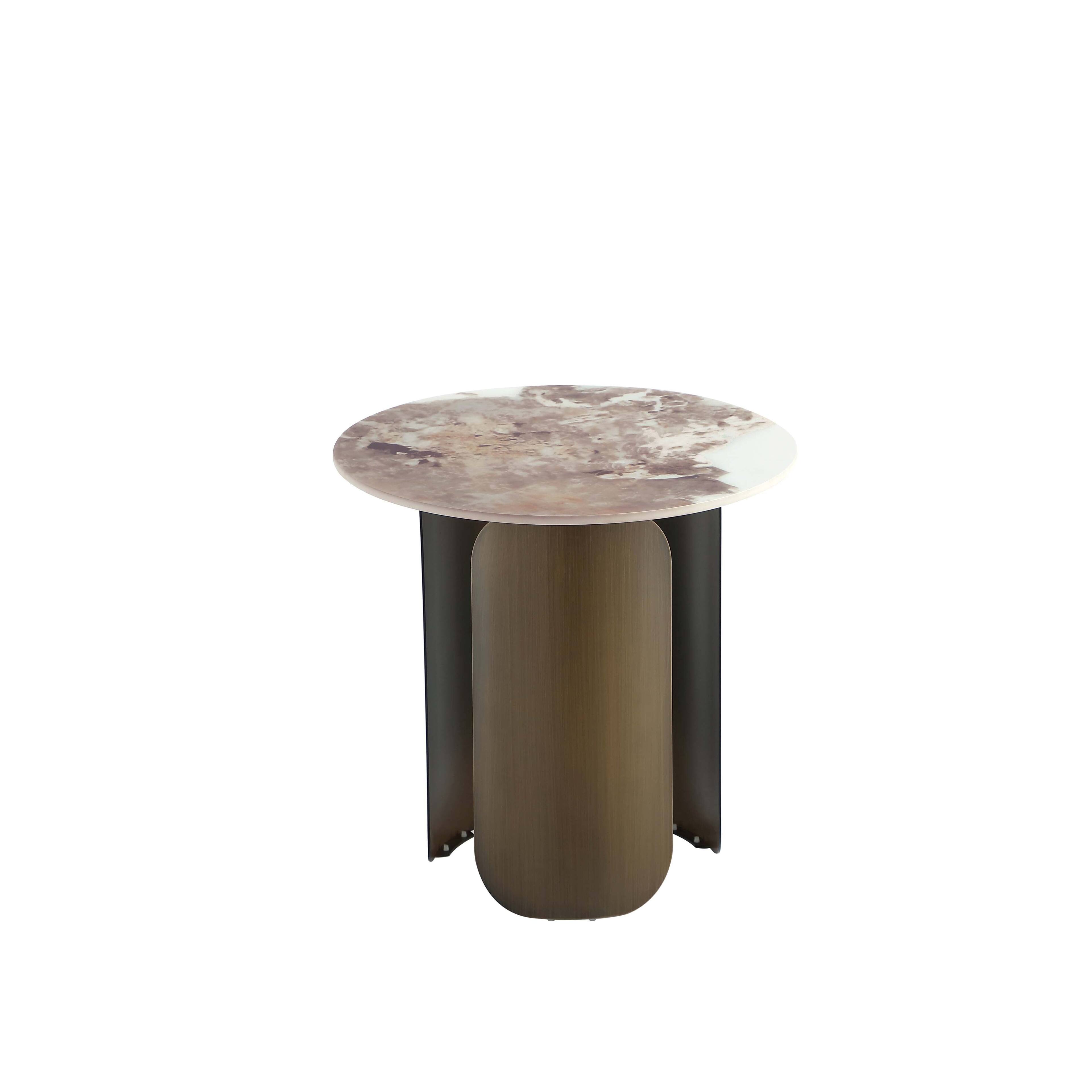 Alt View 3. Manhattan Comfort - Monica Modern Glam Sintered Stone Top End Table - Bronze.