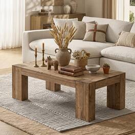 Tribesigns - LITTLE TREE Solid Wood Coffee Table, Modern Farmhouse Center Table - Brown