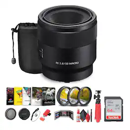 Sony - FE 50mm f/2.8 Macro Lens + Sling Backpack + Photography Software + More - Black