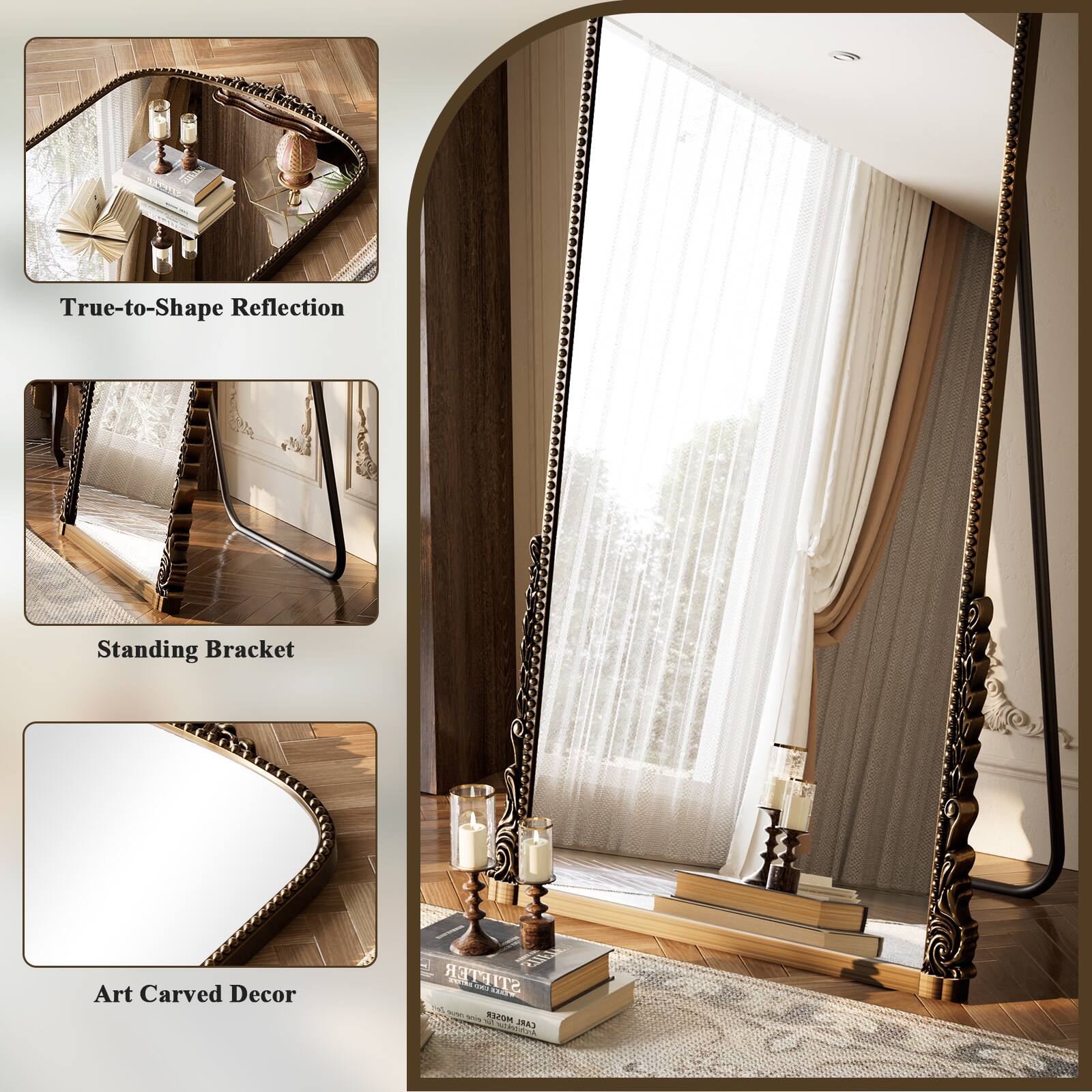 True-to-Shape Reflection  
Standing Bracket  
Art Carved Decor