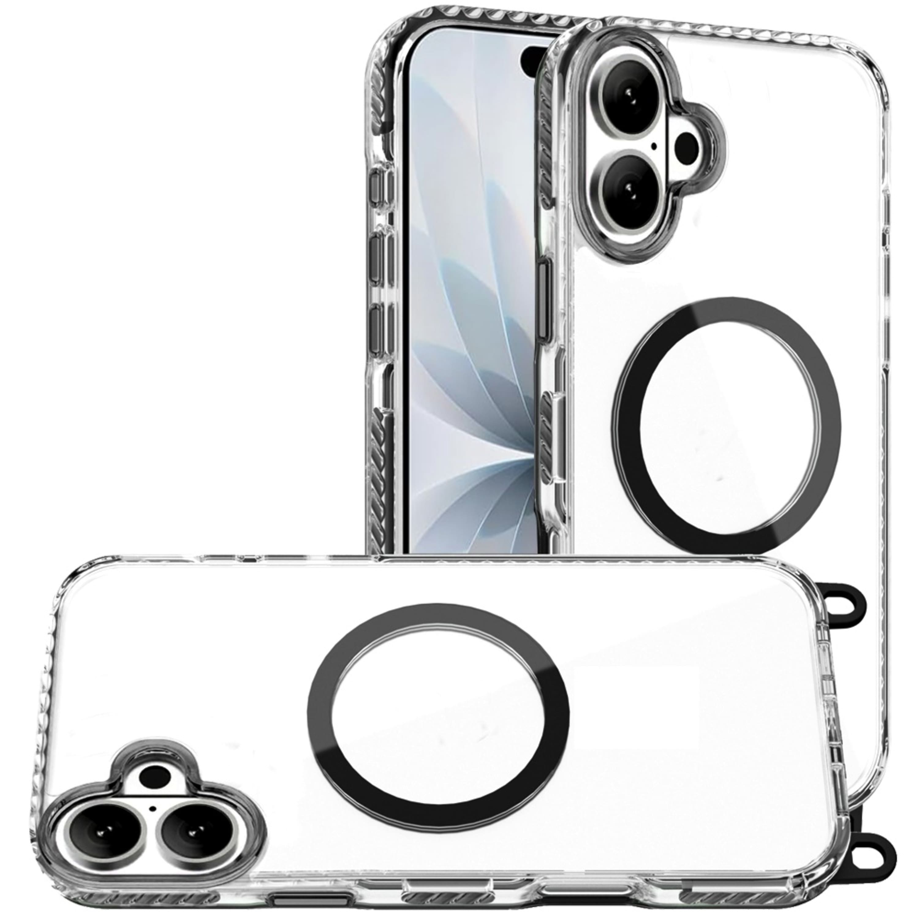 Kitcheniva - Matching Lanyard Magnetic Circle Phone Case WIth Tempered Glass For iPhone 17 - Black price history on PriceWatchPro
