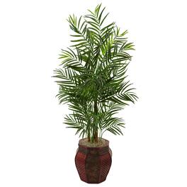 BreeBe - 4.5' Areca Palm Tree in Weave Planter - Green