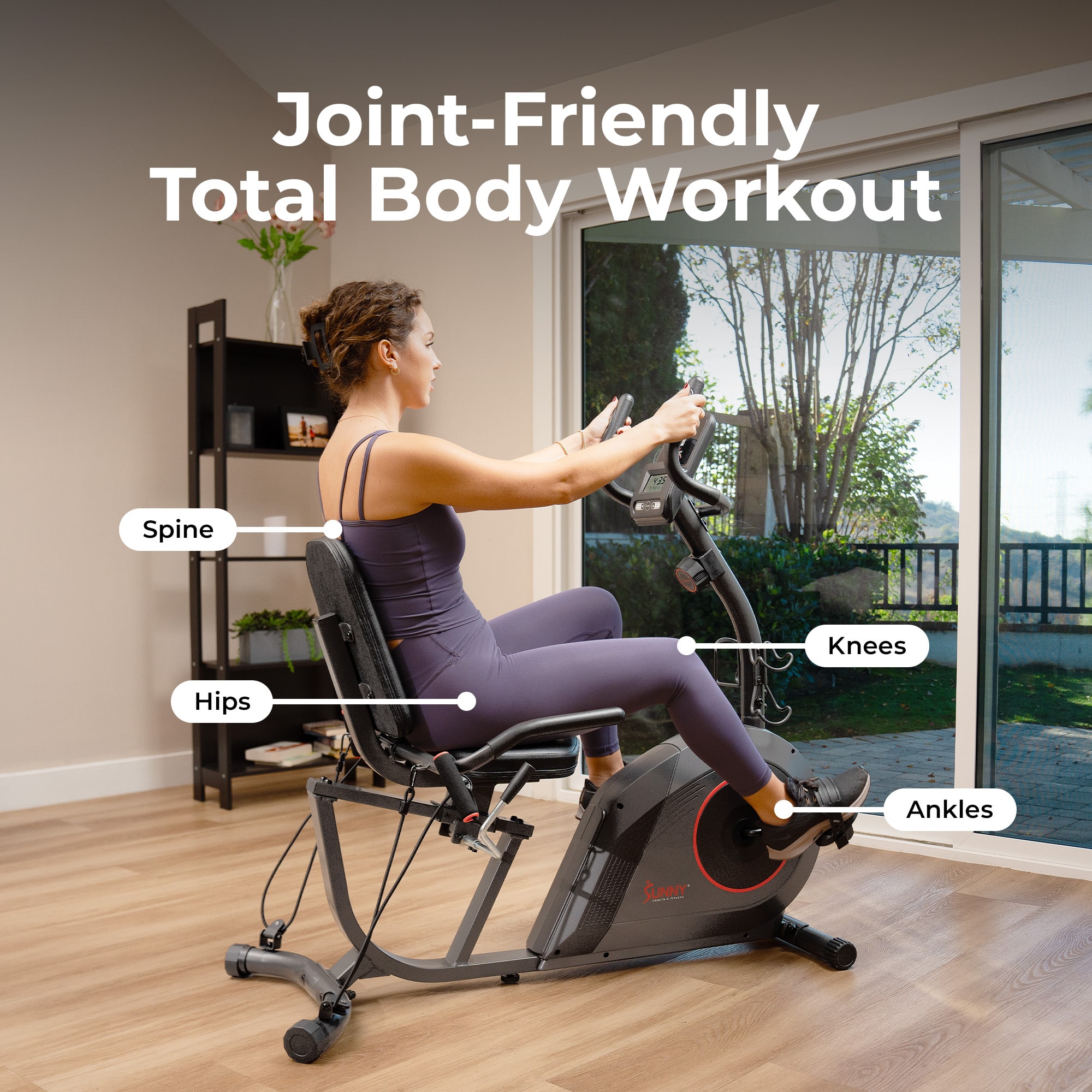 Sunny Health & Fitness 16‑Level Resistance Smart Recumbent Bike