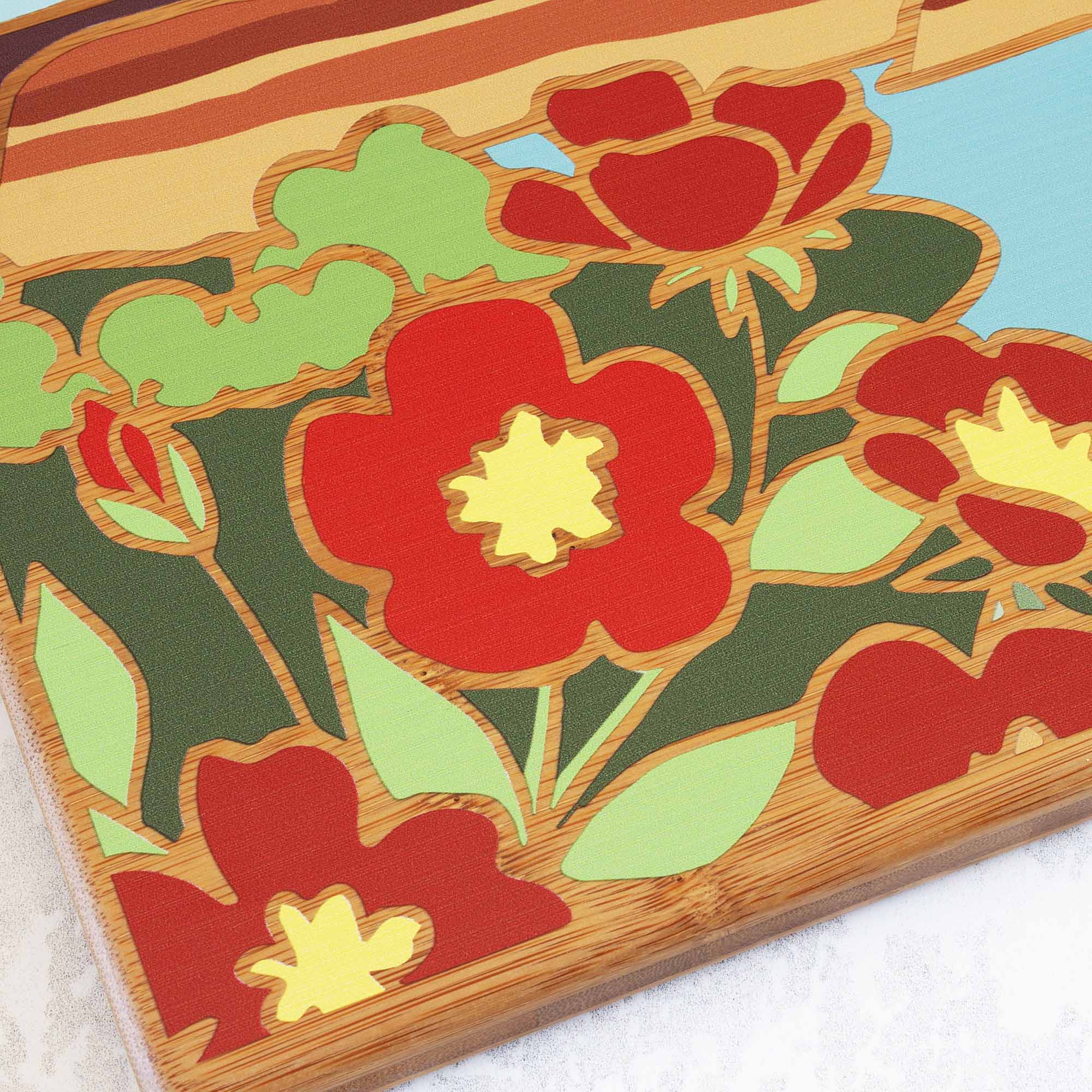 Alt View 2. Totally Bamboo - North Dakota Cutting Board with Artwork by Summer Stokes.