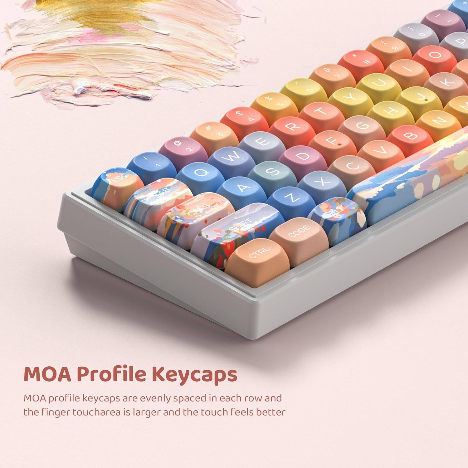 MOA Profile Keycaps

MOA profile keycaps are evenly spaced in each row and the finger touch area is larger and the touch feels better