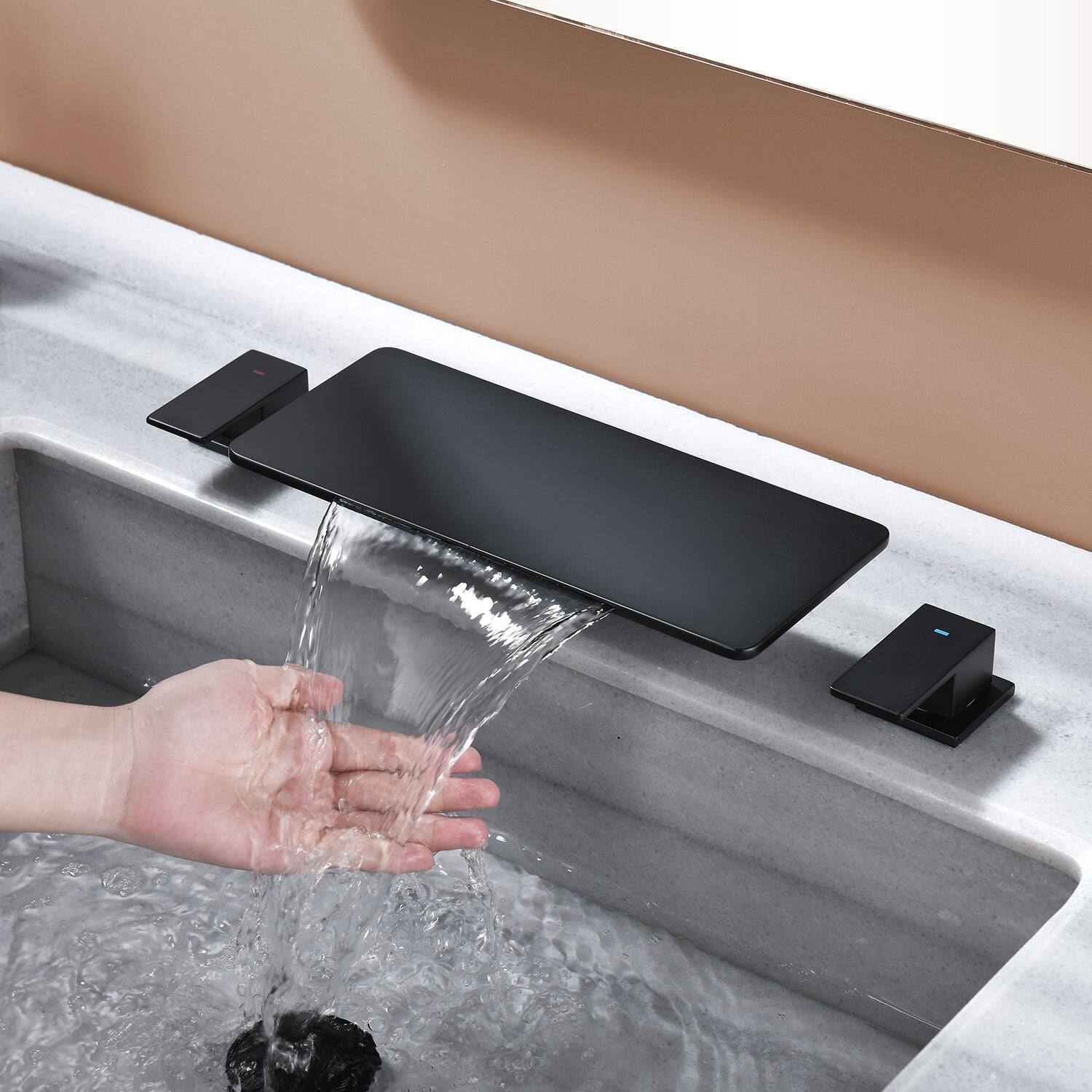 Alt View 3. Boyel Living - Black Faucet SUS304 Waterfall Spout cUPC Quick Connect Temporary Shelf - Matte Black.