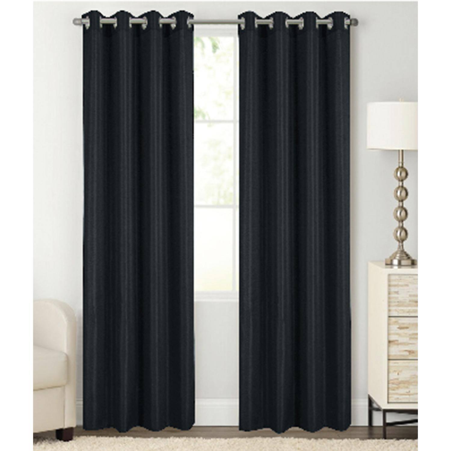 Angle. RT Designers Collection - RT Designer Collection Gibson Luxurious Decorative Grommet Curtain Panel 54" x 90" Black - Black.