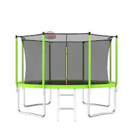 Anysun - 12FT Green Trampoline for Kids & Adults - Includes Basketball Hoop & Ball, Safety Enclosure for Backyard Outdoor