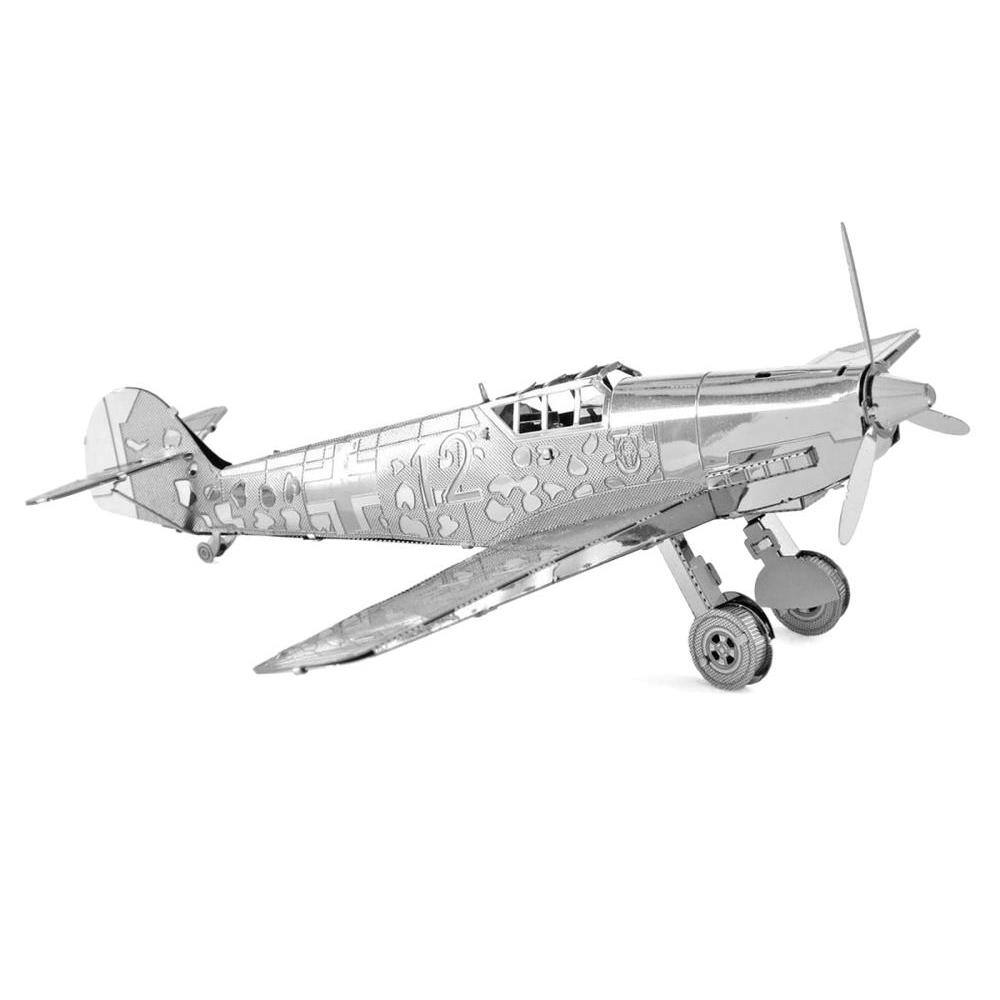 Back. Metal Earth - Model Kit Messerschmitt BF-109 Fighter Aircraft "German Luftwaffe" (Moderate Difficulty) Steel Model by Metal Earth - Silver.