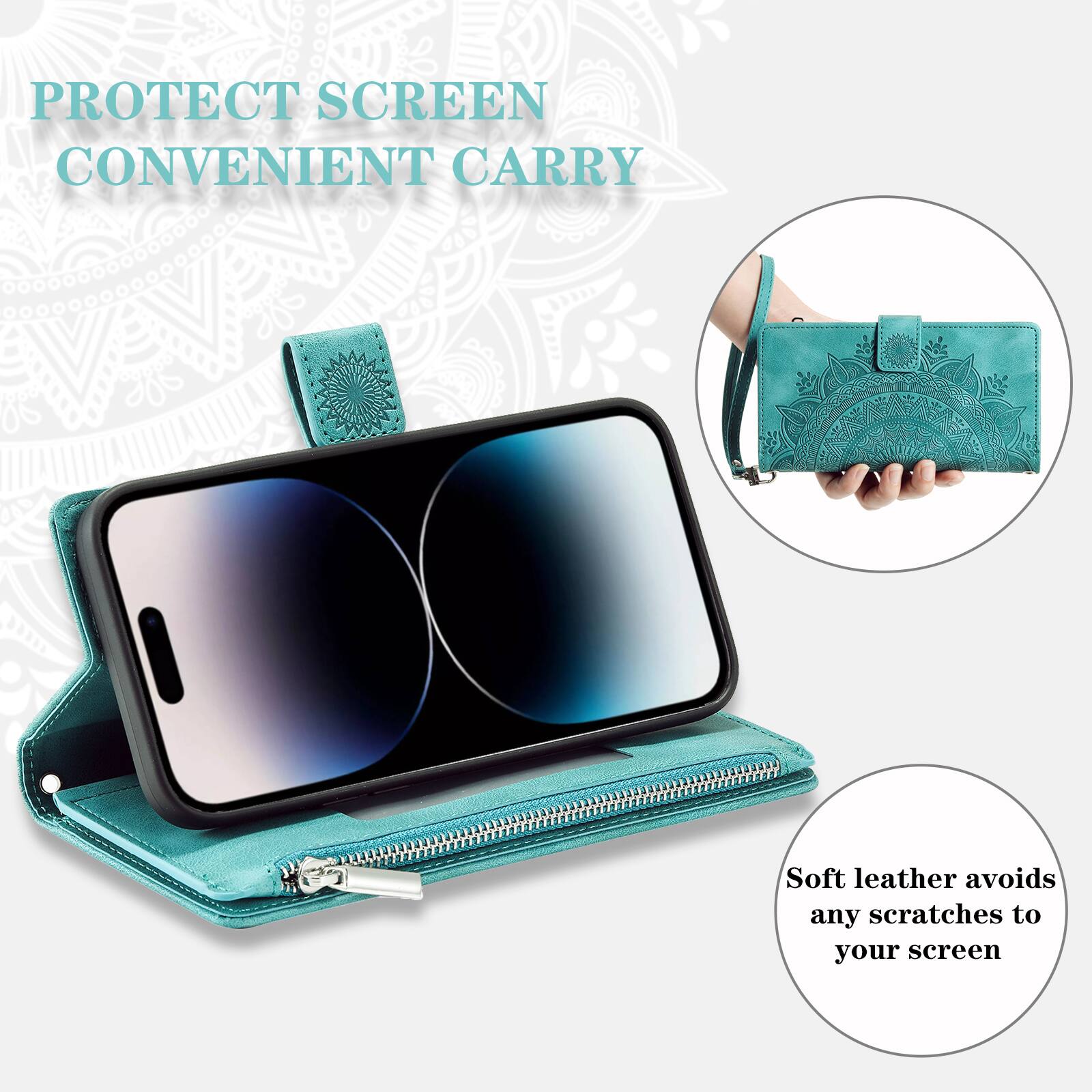 PROTECT SCREEN  
CONVENIENT CARRY  

Soft leather avoids any scratches to your screen