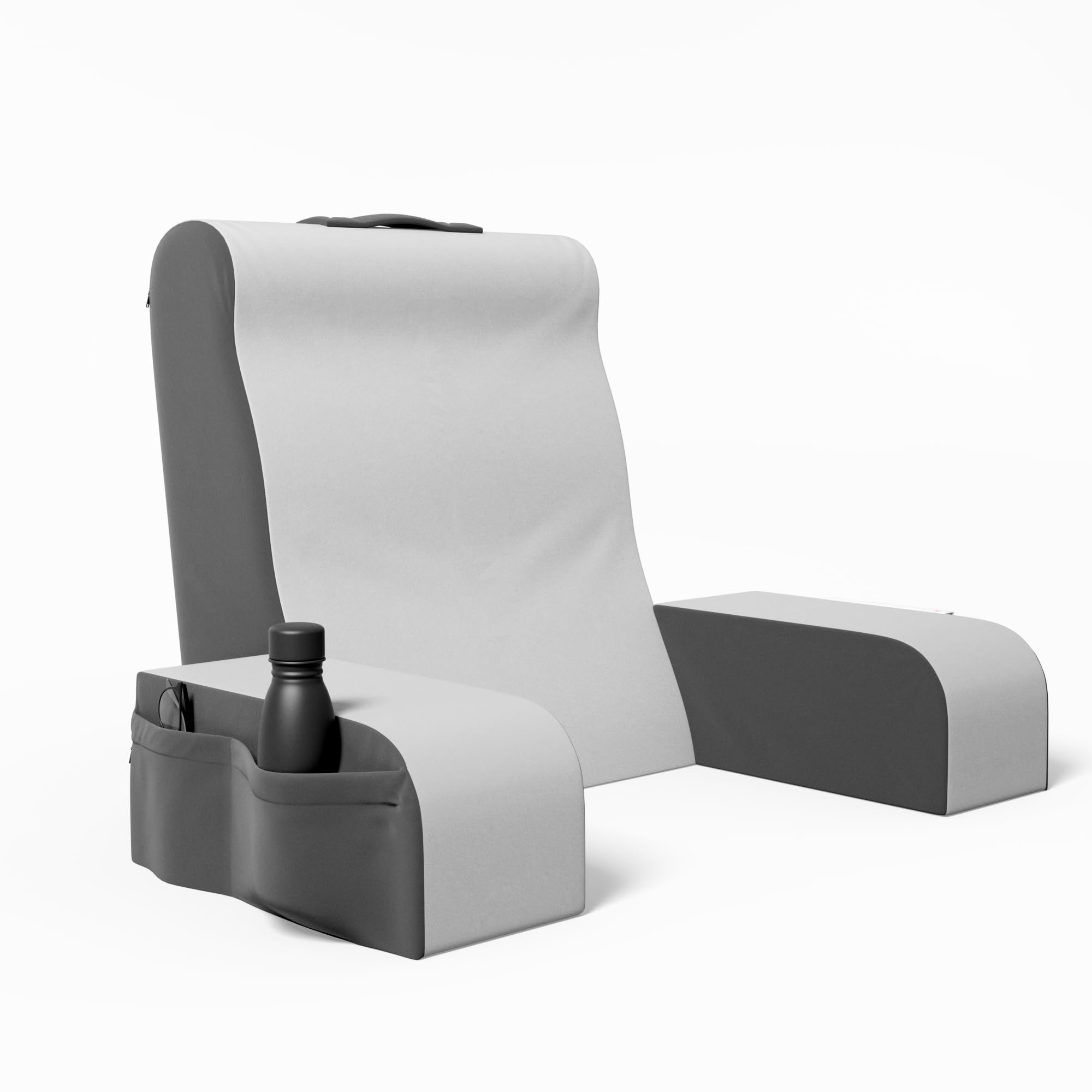Front. MAGICAL RUBS - Wedge Reading Cushion Pillow For Bed Sitting Up With Arms Tv Book Gaming Dorm Rooms Backrest (grey/white Standard) - Grey/White Tall.