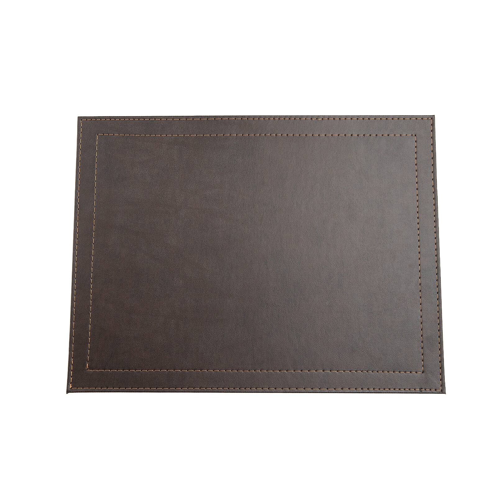 Front. Frieling - Davanti by  Classic Luxe Placemats Set of 6, Rectangular 16.5 x 12.5 Inch Indoor Outdoor Table Placemats, Brown Obsidian - Brown Obsidian.