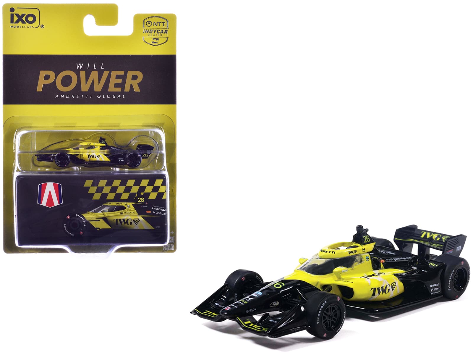 "Dallara IndyCar #26 Will Power ""TWG"" Andretti Global ""NTT IndyCar Series"" (2026) 1/64 Diecast Model Car by IXO Models" price history on PriceWatchPro