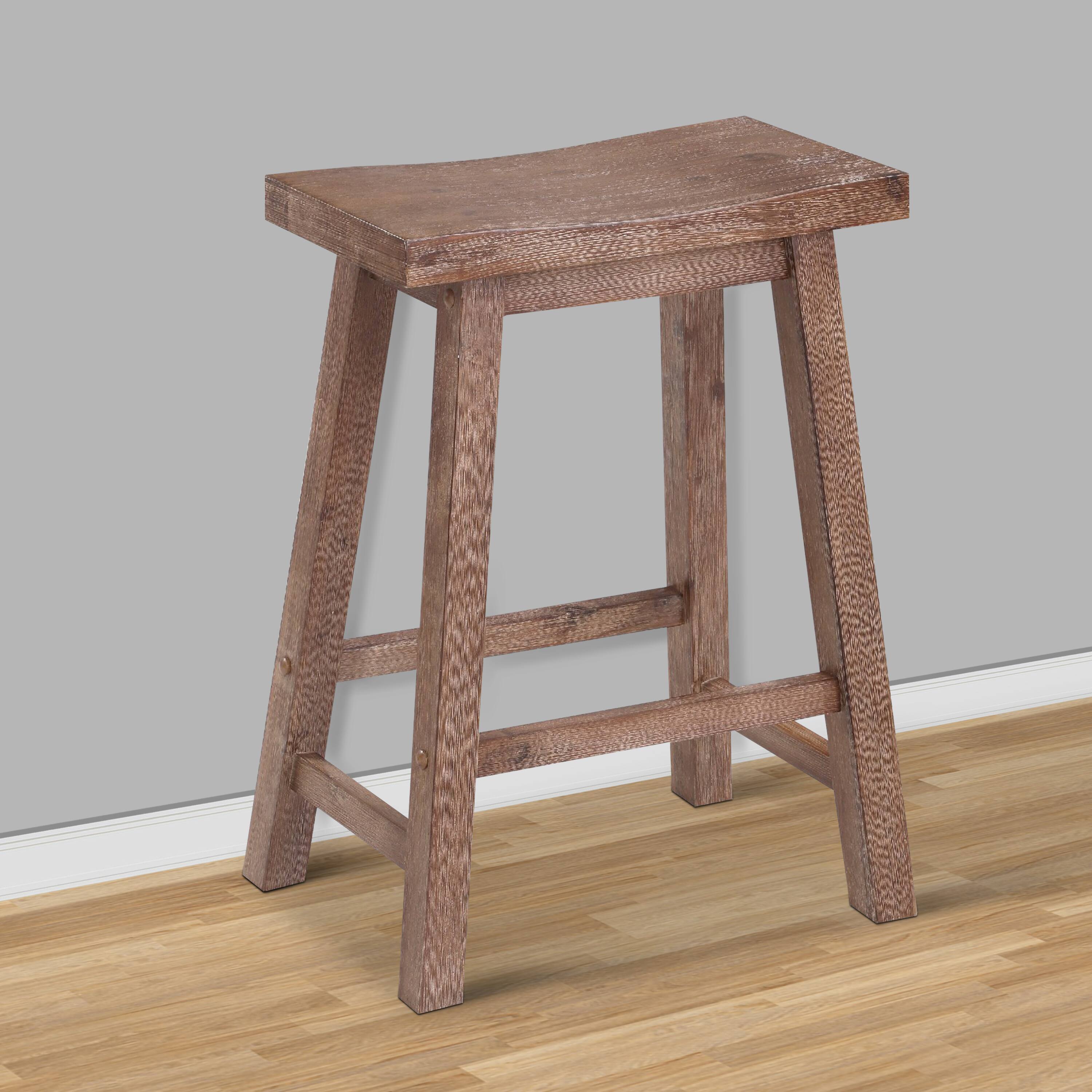 Alt View 7. Manhattan Lane - Wooden Frame Saddle Seat Counter Height Stool with Angled Legs - Brown.